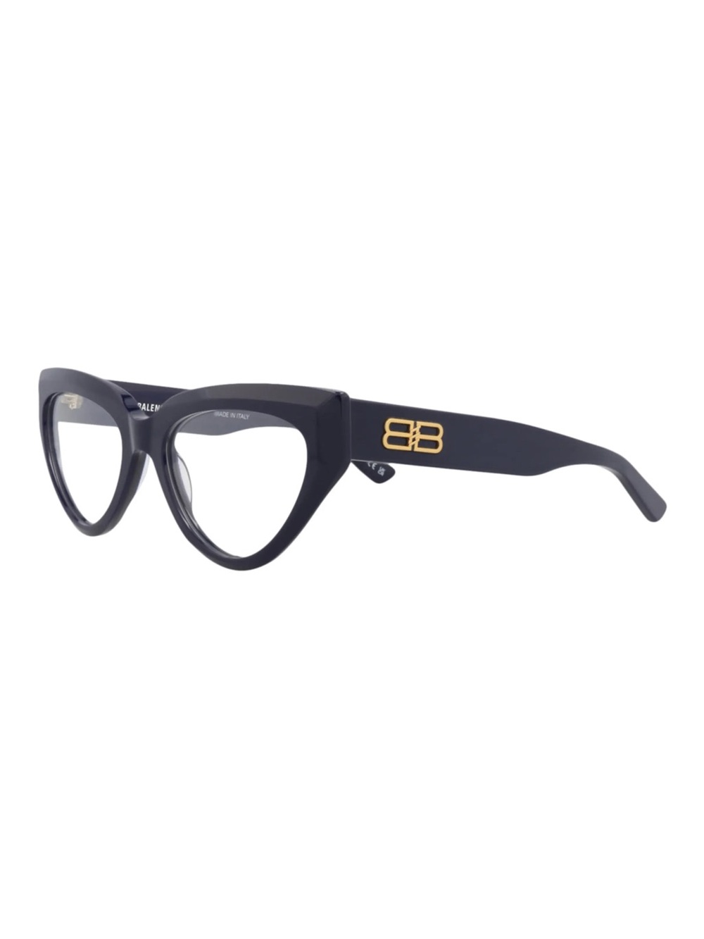 Balenciaga Black Cat-Eye Glasses with Gold BB Logo